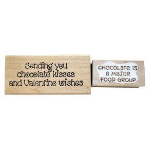 Chocolate Group Vintage Wood Rubber Stamps Set